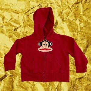 Super Cute Paul Frank Small Paul Red Kids Zip Up Hoodie Size 4T / 4 Years